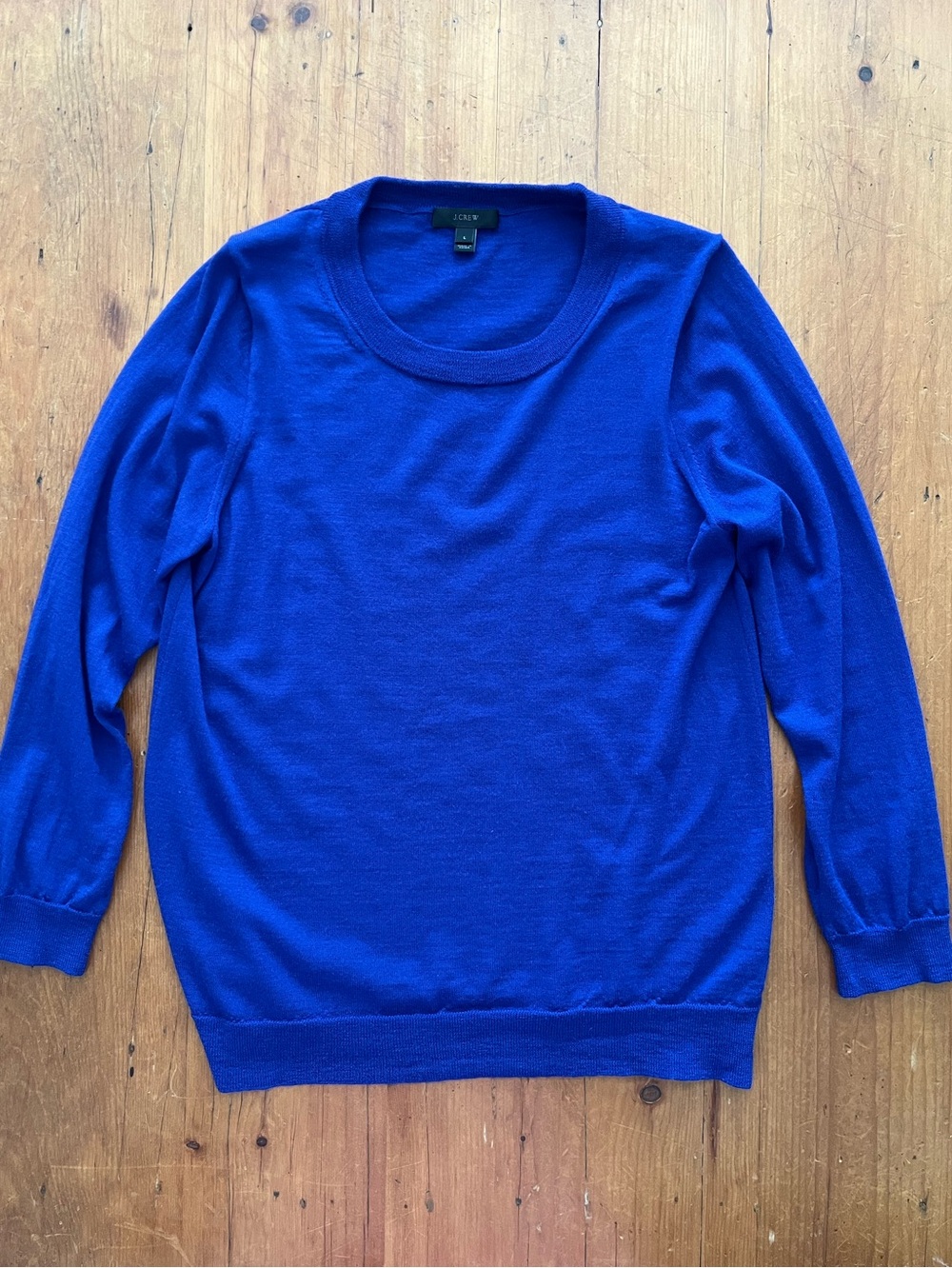 J. Crew Women’s Tippi 100% Merino Wool Cobalt Blue Fine Knit Preppy Sweater